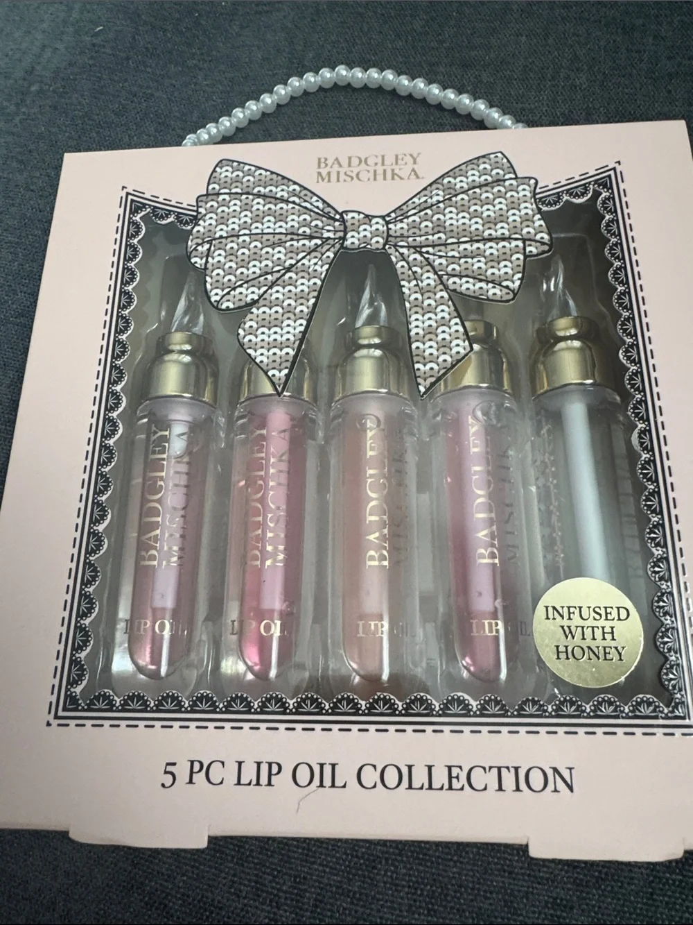 Badgley Mischka 5-Pc Lip Oil Set in Pink and Clear Glosses